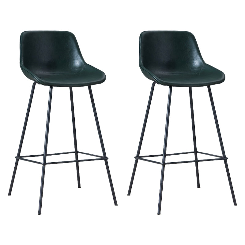 Contemporary Footrest Restaurant Stool Matte Finish Leather Barstool