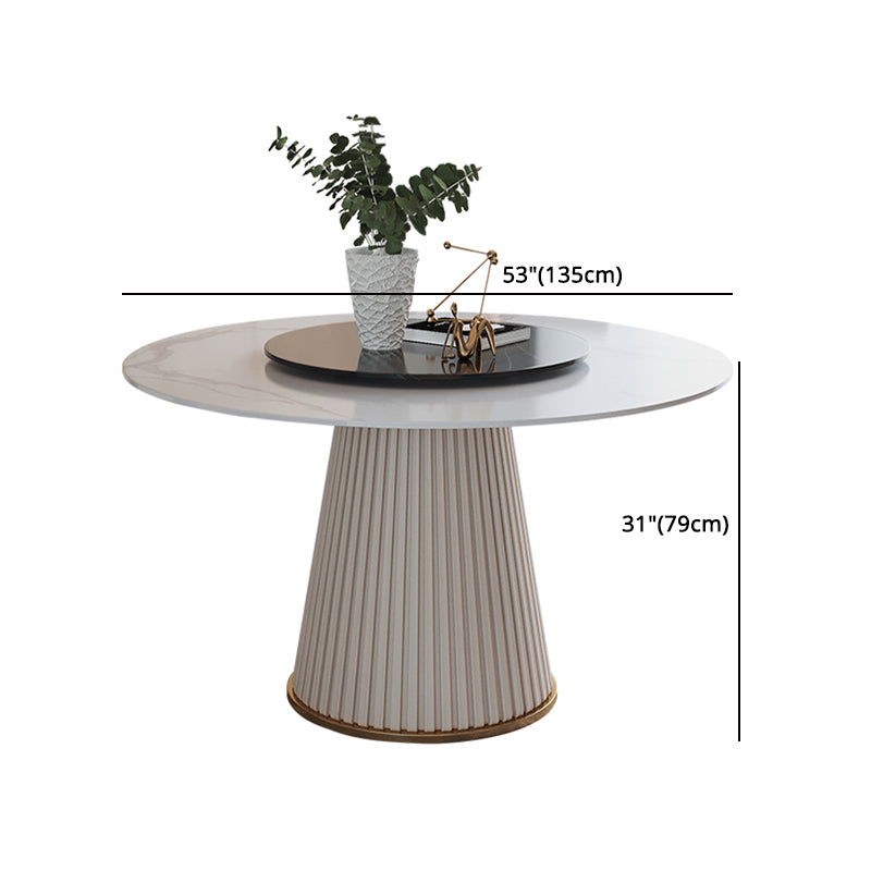 Glam 1/4/7 Pieces Round Dinette Set White Sintered Stone Dining Table Set with Turntable