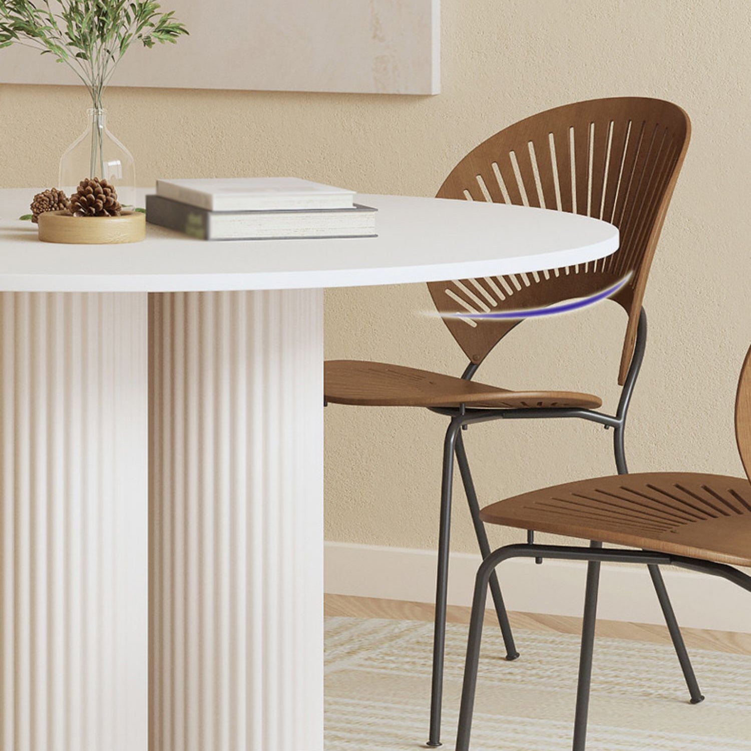 Modern 1/2/5 Pieces Dining Set Round Stone Dining Table for Dining Room