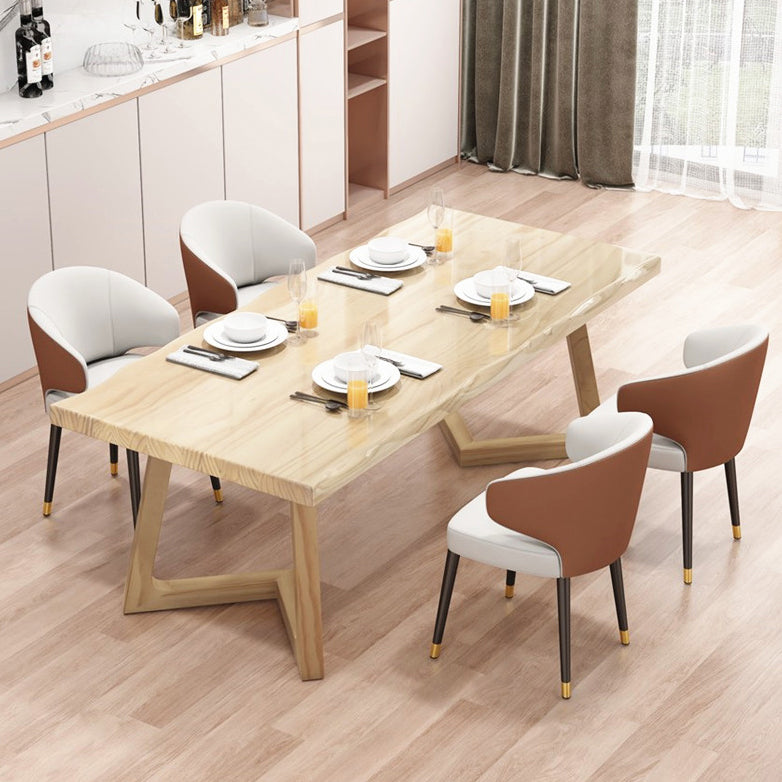 Modern 1/5/6 Pieces Dining Set Rectangle Pine Wood Dining Table for Dining Room