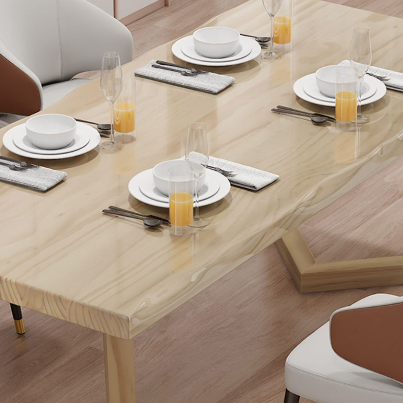 Modern 1/5/6 Pieces Dining Set Rectangle Pine Wood Dining Table for Dining Room