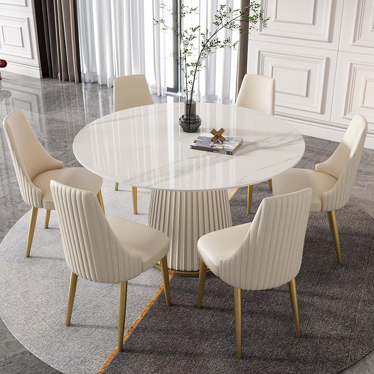 1/2/4/7 Pcs White Dining Table Set with Sintered Stone Top Table Furniture Set