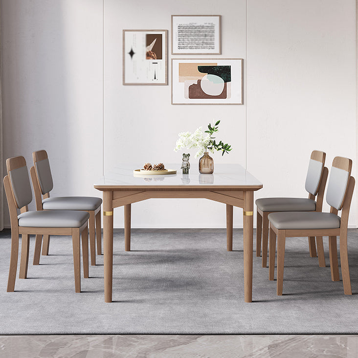 1/4/5/6/7 Pieces Table Furniture Set Sintered Stone Dining Room Set with Wooden Legs