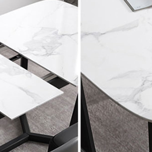Modern 1/3/4/5 Pieces Scalable Dinette Set with Sintered Stone Black Wood Dining Table Set