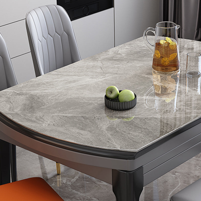 Modern Stone Dining Table Rectangle White-grey 4-foot Furniture