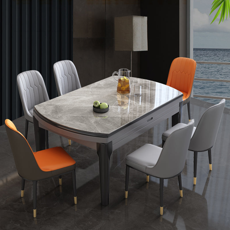 Modern Stone Dining Table Rectangle White-grey 4-foot Furniture