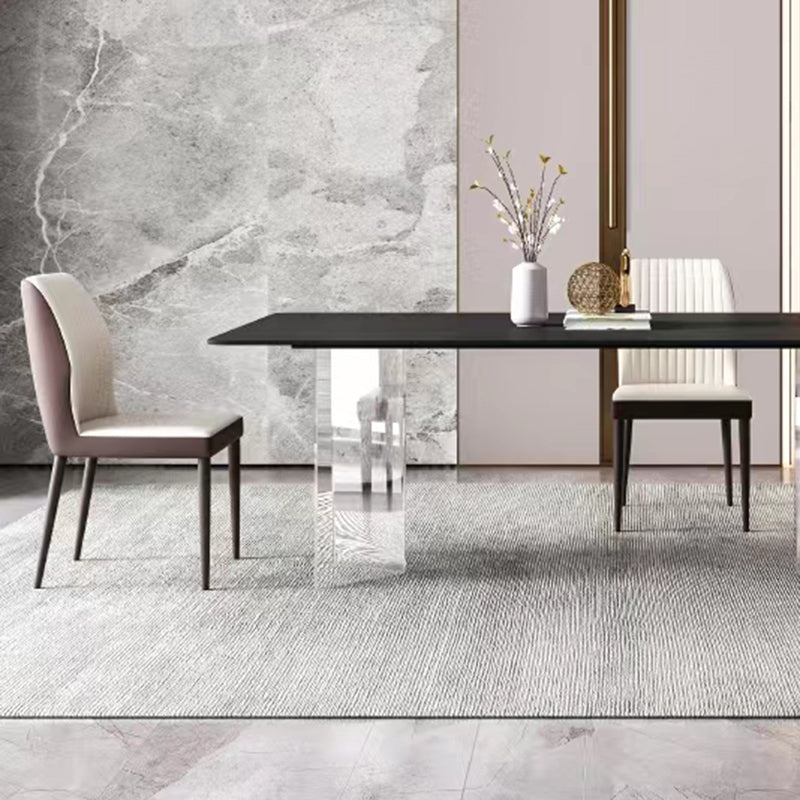 Rectangle Stone Top Dining Table Acrylic Base Modern Dining Table for Living Room