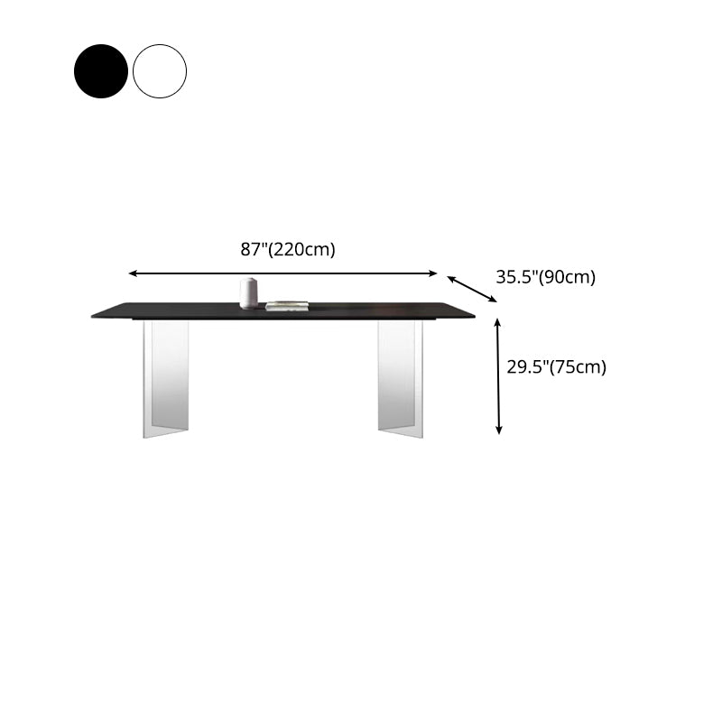 Rectangle Stone Top Dining Table Acrylic Base Modern Dining Table for Living Room