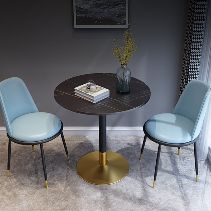 Glam Style Stone Top Dinette Table Metal Base Dining Table for Coffee Shop