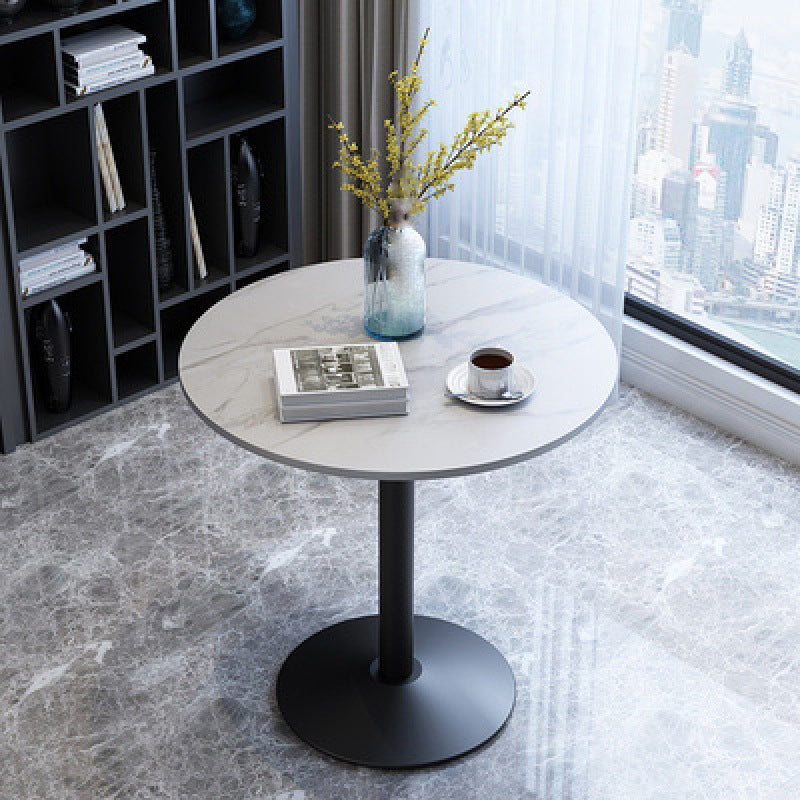 Glam Style Stone Top Dinette Table Metal Base Dining Table for Coffee Shop