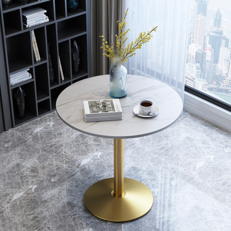 Glam Style Stone Top Dinette Table Metal Base Dining Table for Coffee Shop