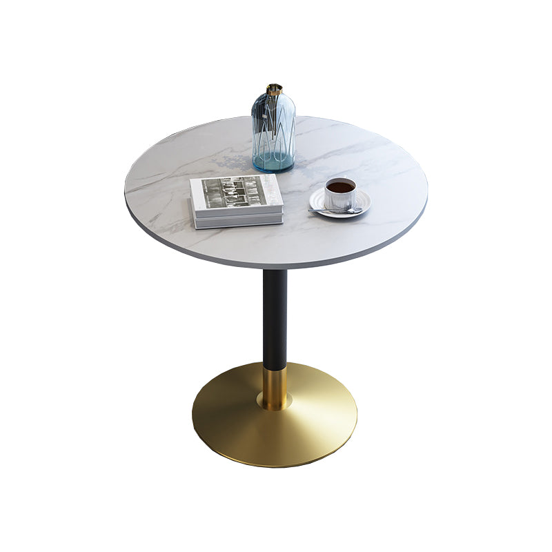 Glam Style Stone Top Dinette Table Metal Base Dining Table for Coffee Shop