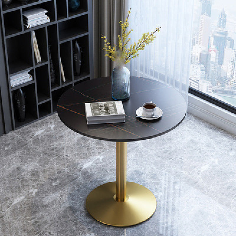 Glam Style Stone Top Dinette Table Metal Base Dining Table for Coffee Shop