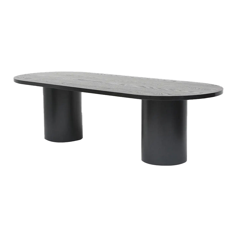 Contemporary Wood Top Oval Dinette Table Metal Base Dining Table for Living Room