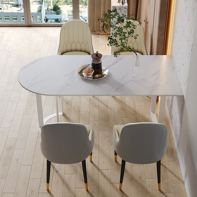 Simplicity Style Furniture Double Pedestal Stone Dining Site Table for Home