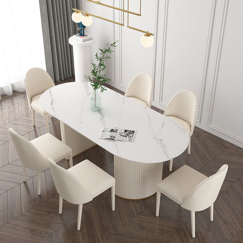 Oval Sintered Stone Dining Table Traditional Luxury Dining Table for Home Use