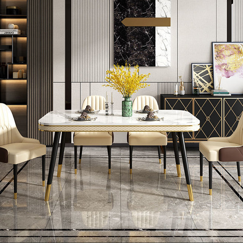 Rectangle Dining Table Traditional Luxury Dining Table with 4 Legs