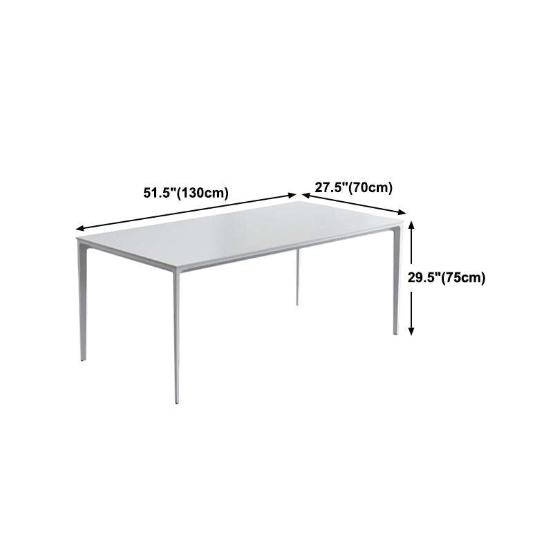 Metal Contemporary Rectangular Dining Table White Sintered Stone Top Table with Legs