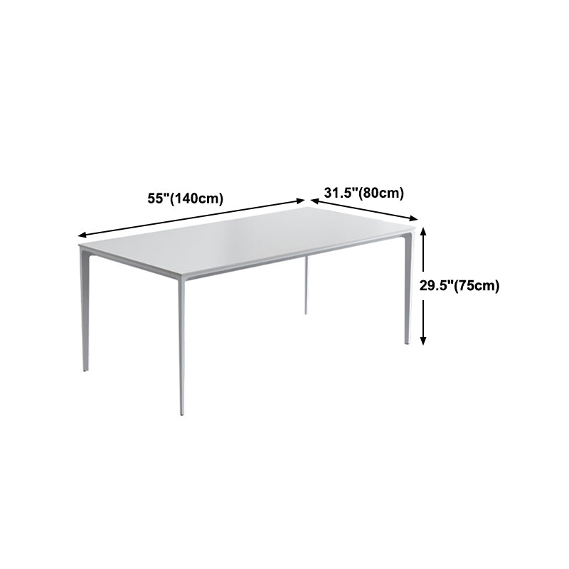 Metal Contemporary Rectangular Dining Table White Sintered Stone Top Table with Legs