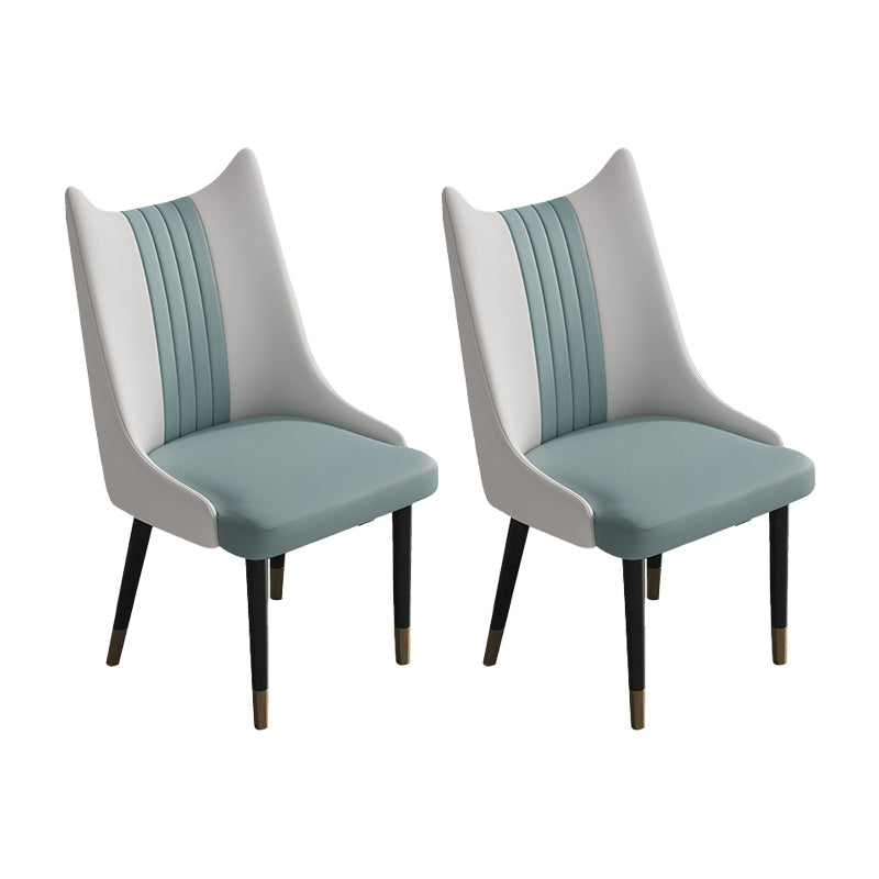 Nordic Style Leather Dining Chairs Armless Solid Back Chair for Home