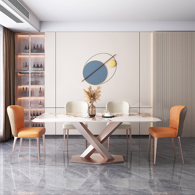 Nordic Glam Style Metal Chairs Dining Armless Chair for Kitchen