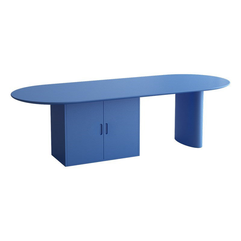 Minimalism Wood Oval Dining Table Wood Base Dining Table with Cabinet