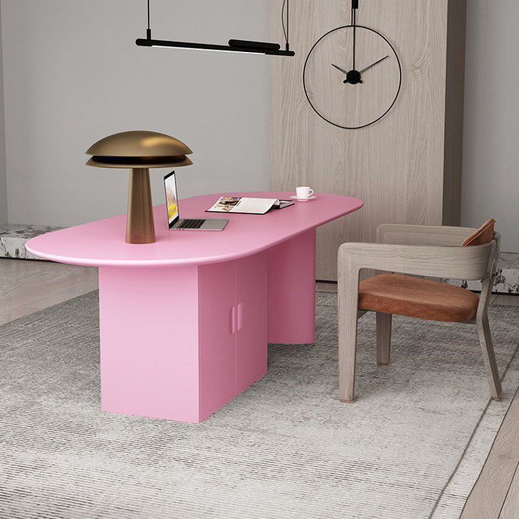 Minimalism Wood Oval Dining Table Wood Base Dining Table with Cabinet