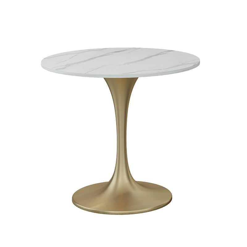 Glam 1/2/4/5 Pieces Gold Dinette Set with White Sintered Stone Top Round Dining Table Set