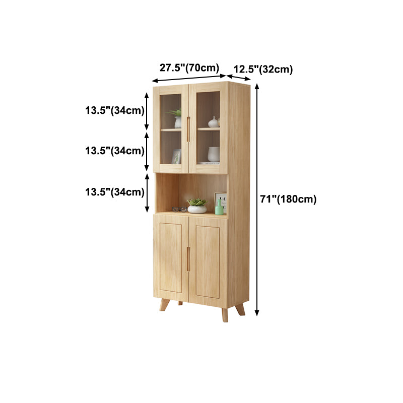 Scandinavian Solid Wood Bookcase Natural Closed Back Bookshelf with Door