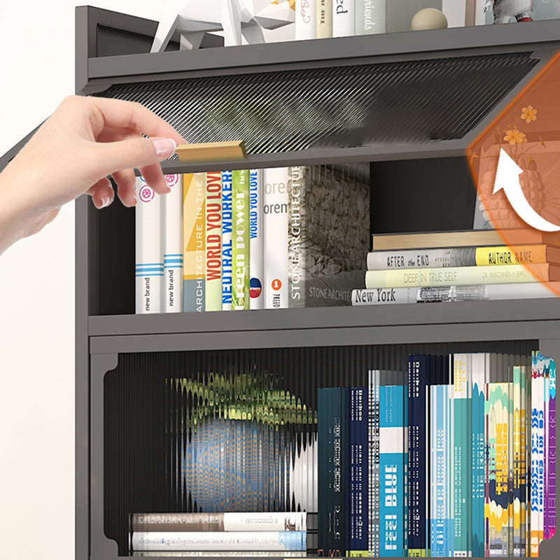 Industrial Style Metal Bookshelf Closed Back Shelf Bookcase with Doors