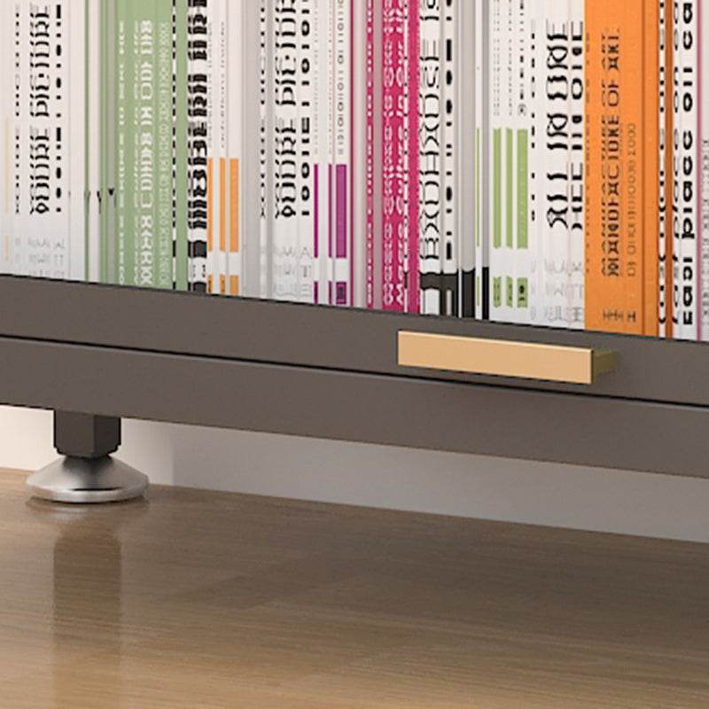 Industrial Style Metal Bookshelf Closed Back Shelf Bookcase with Doors