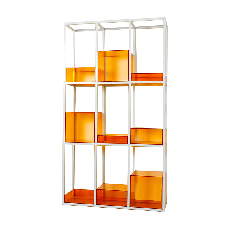 Scandinavian Open Etagere Bookshelf with Iron Frame Acrylic Bookcase