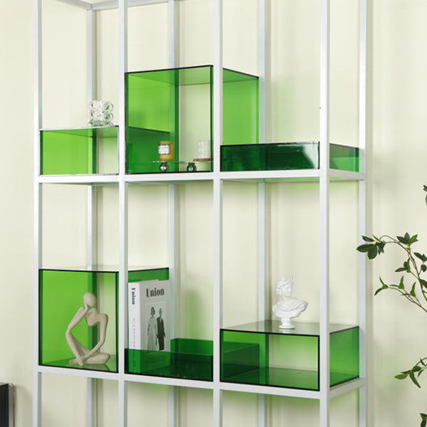Scandinavian Open Etagere Bookshelf with Iron Frame Acrylic Bookcase