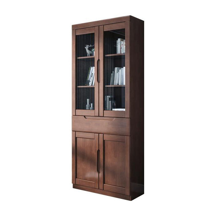 Contemporary Style Bookshelf Solid Wood with Door Bookcase for Office Study Room