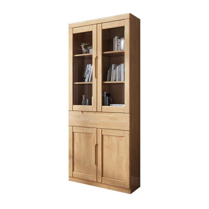 Contemporary Style Bookshelf Solid Wood with Door Bookcase for Office Study Room