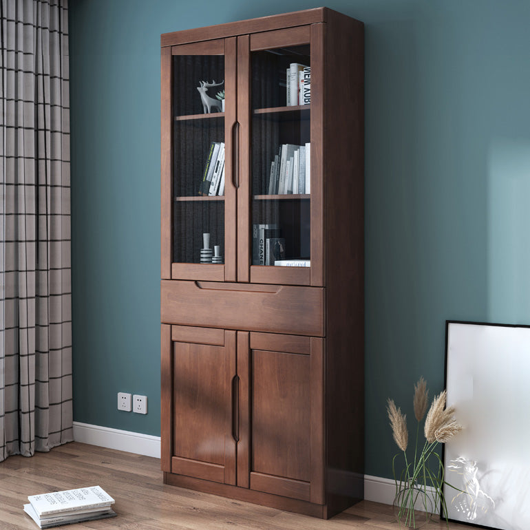 Contemporary Style Bookshelf Solid Wood with Door Bookcase for Office Study Room
