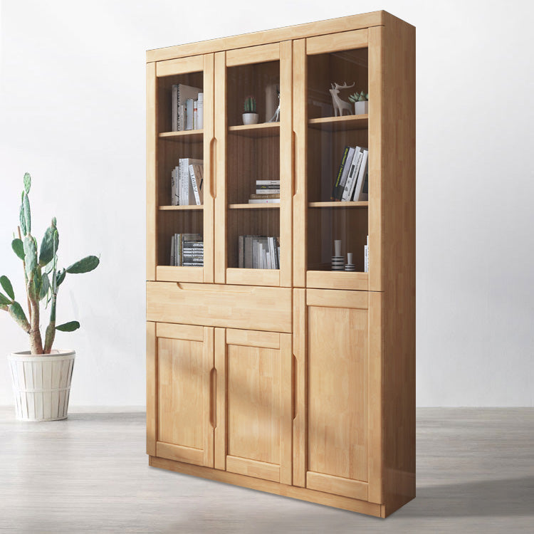 Contemporary Style Bookshelf Solid Wood with Door Bookcase for Office Study Room
