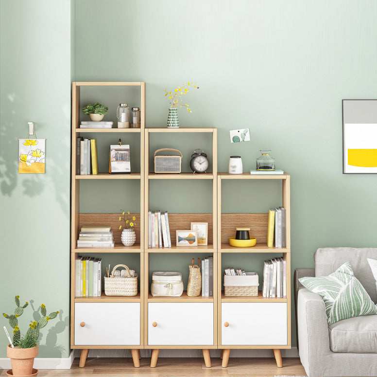 Wood Bookshelf Scandinavian Style Bookcase for Home Office and Study Room