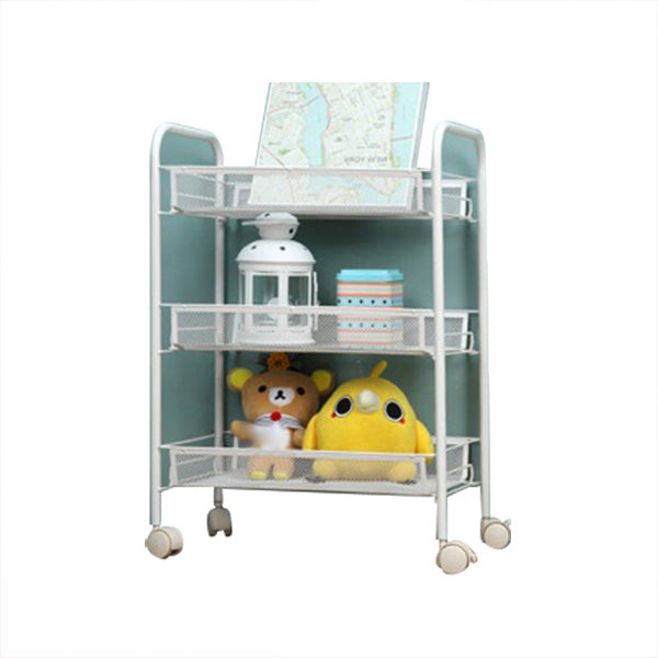 Industrial Metal Etagere Bookshelf Vertical Open Bookcase with Caster Wheels