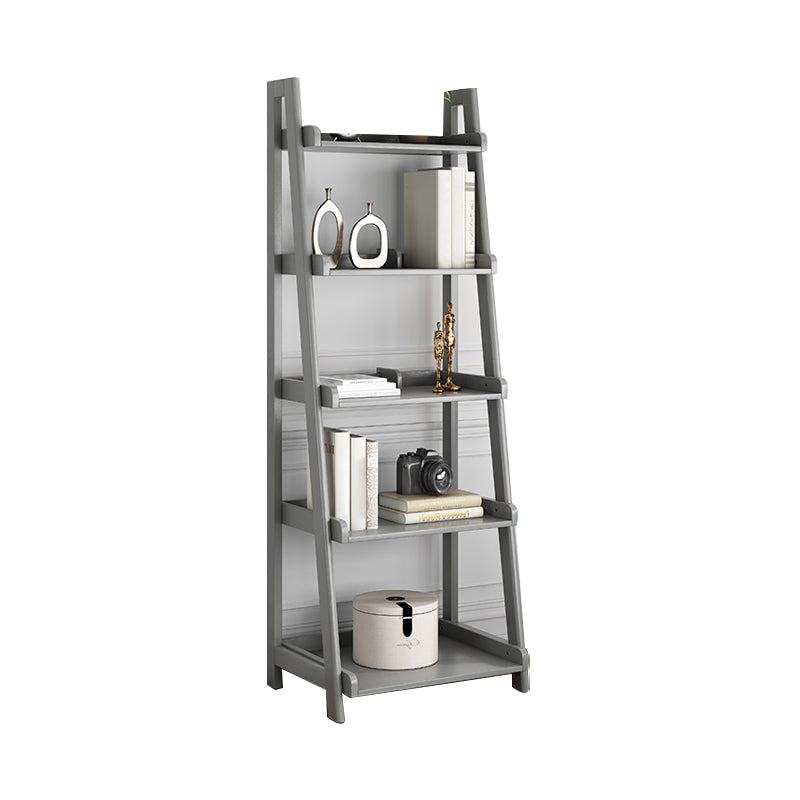 Scandinavian Ladder Bookshelf Vertical Open Ash Bookcase for Living Room