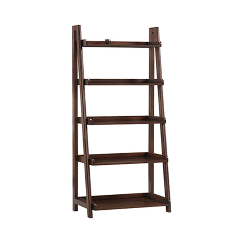 Scandinavian Ladder Bookshelf Vertical Open Ash Bookcase for Living Room