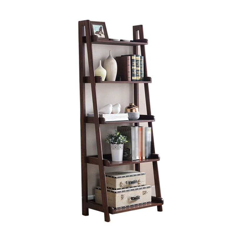 Scandinavian Ladder Bookshelf Vertical Open Ash Bookcase for Living Room