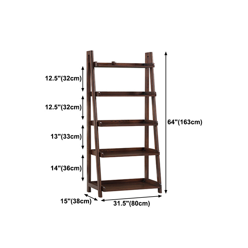 Scandinavian Ladder Bookshelf Vertical Open Ash Bookcase for Living Room