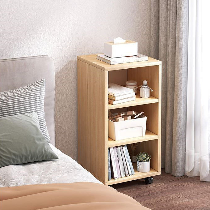 Scandinavian Bookcase Manufactured Wood Standard Bookshelf with Caster Wheels