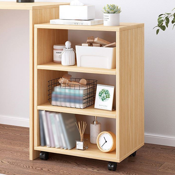 Scandinavian Bookcase Manufactured Wood Standard Bookshelf with Caster Wheels