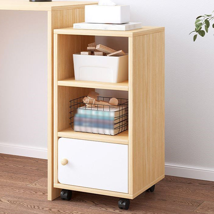 Scandinavian Bookcase Manufactured Wood Standard Bookshelf with Caster Wheels