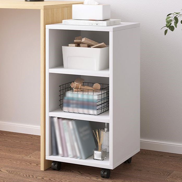 Scandinavian Bookcase Manufactured Wood Standard Bookshelf with Caster Wheels