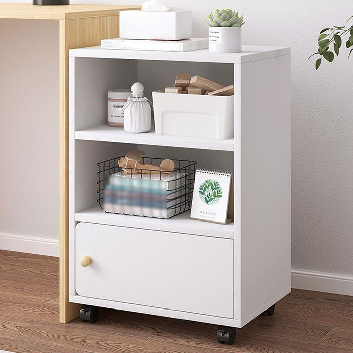 Scandinavian Bookcase Manufactured Wood Standard Bookshelf with Caster Wheels