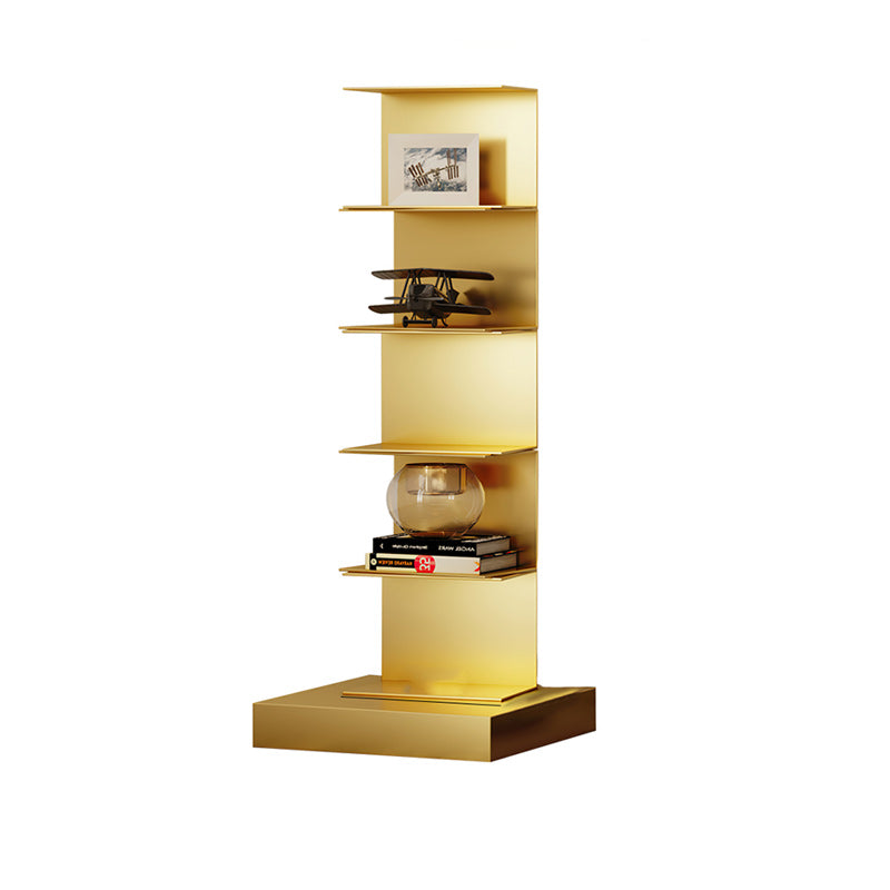 Glam Vertical Corner Bookshelf Iron Closed Back Bookcase for Home
