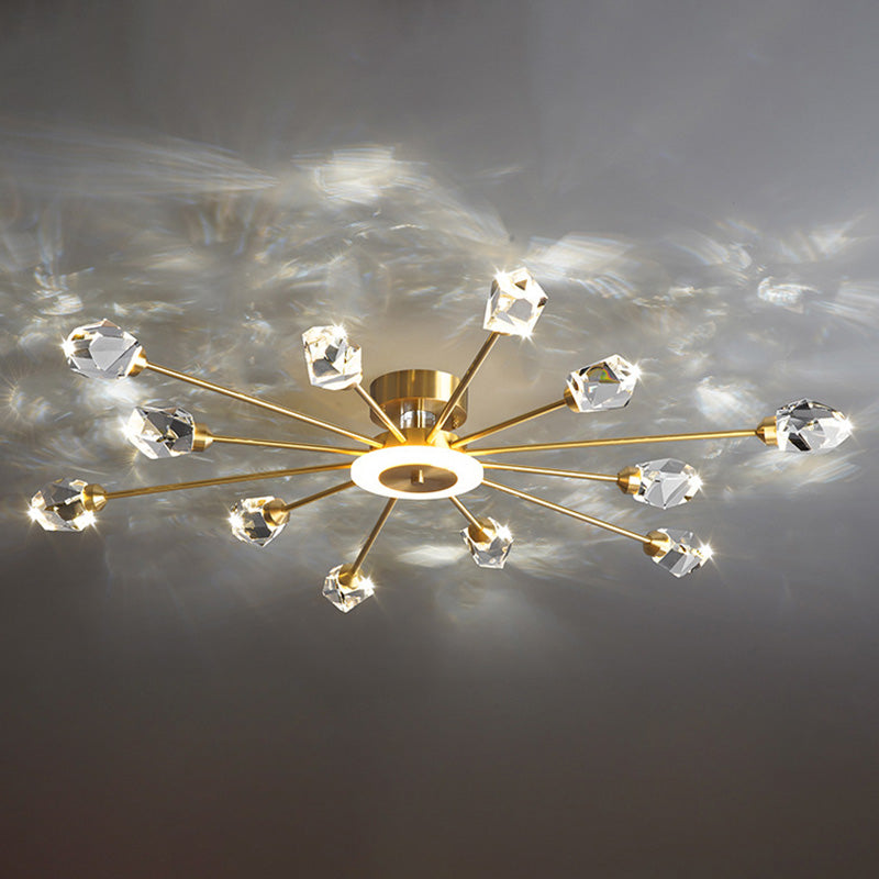 Contemporary Tapered Flush Light Fixture Crystal Flush Mount Ceiling Fixture in Gold